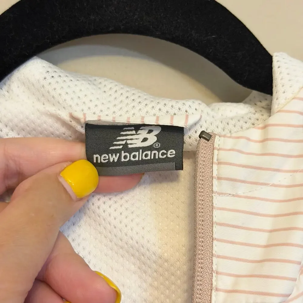 New Balance Windbreaker Jacket Small Pink Striped Gorpcore Athleisure Hiking NWT